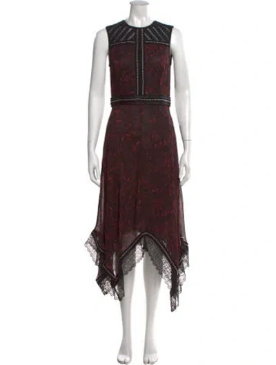 Pre-owned Allsaints Floral Print Midi Length Dress In Red