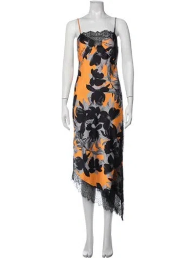 Pre-owned Allsaints Floral Print Midi Length Dress W/ Tags In Black