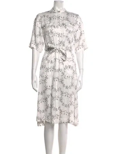 Pre-owned Allsaints Floral Print Midi Length Dress In White