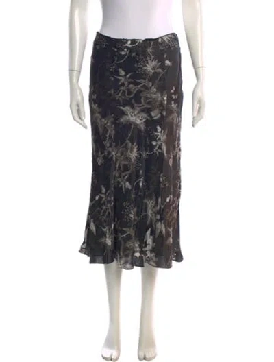 Pre-owned Allsaints Floral Print Midi Length Skirt In Black