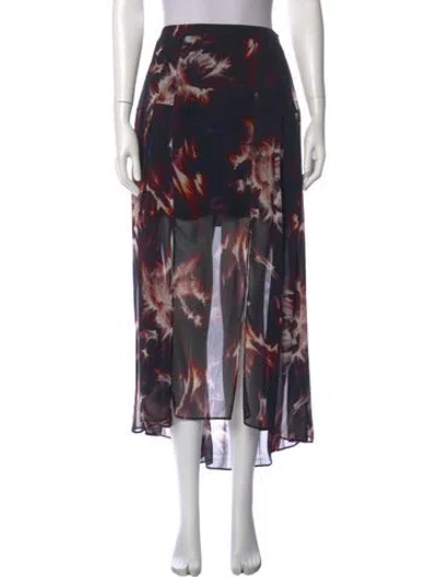 Pre-owned Allsaints Floral Print Midi Length Skirt In Black