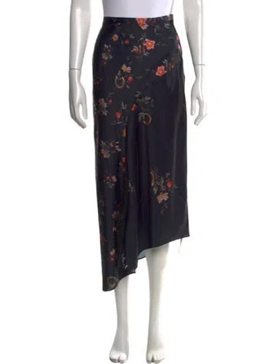 Pre-owned Allsaints Floral Print Midi Length Skirt In Black