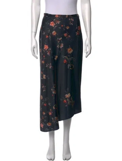 Pre-owned Allsaints Floral Print Midi Length Skirt In Black