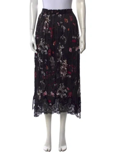 Pre-owned Allsaints Floral Print Midi Length Skirt In Black
