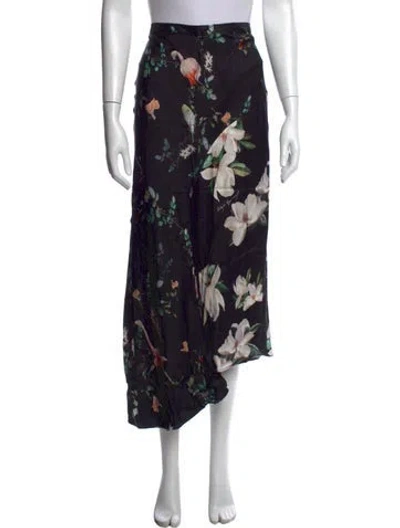 Pre-owned Allsaints Floral Print Midi Length Skirt In Black
