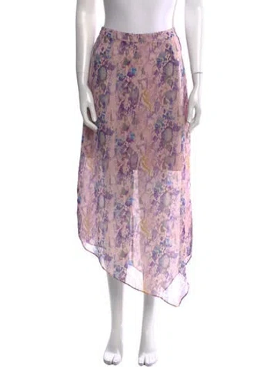 Pre-owned Allsaints Floral Print Midi Length Skirt In Pink