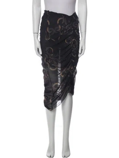 Pre-owned Allsaints Floral Print Midi Length Skirt W/ Tags In Blue