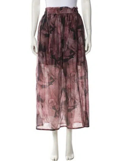 Pre-owned Allsaints Floral Print Midi Length Skirt W/ Tags In Pink