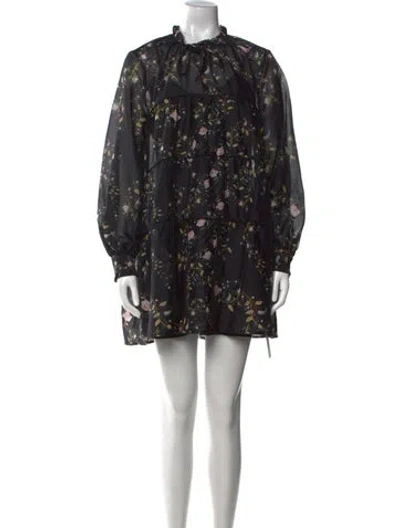 Pre-owned Allsaints Floral Print Mini Dress In Black