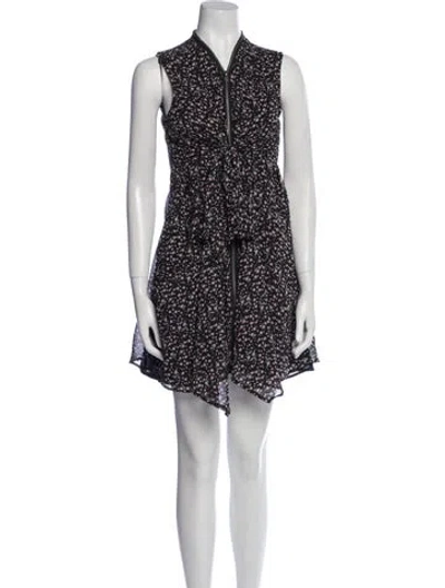 Pre-owned Allsaints Floral Print Mini Dress In Black