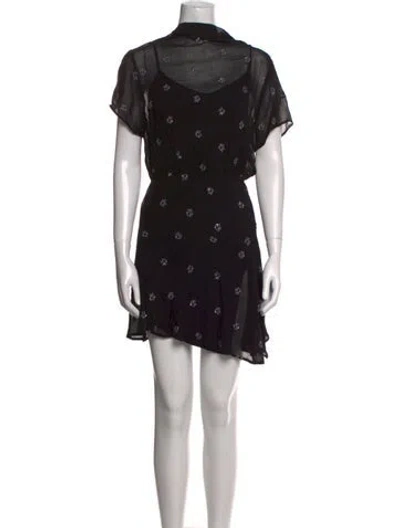 Pre-owned Allsaints Floral Print Mini Dress In Black