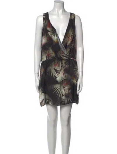 Pre-owned Allsaints Floral Print Mini Dress In Black