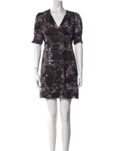 Pre-owned Allsaints Floral Print Mini Dress In Black