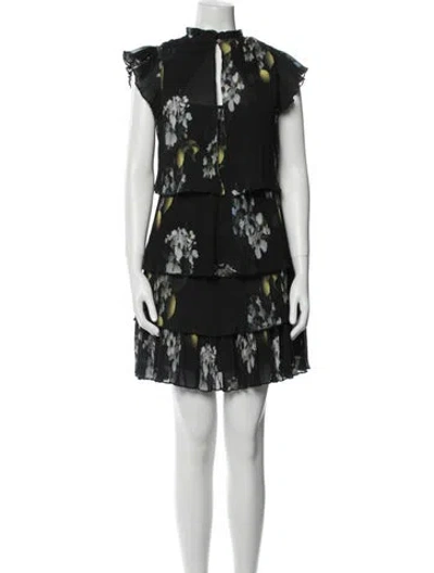 Pre-owned Allsaints Floral Print Mini Dress In Black