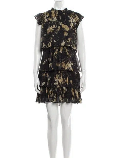 Pre-owned Allsaints Floral Print Mini Dress In Black