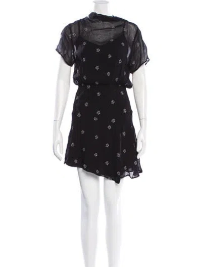 Pre-owned Allsaints Floral Print Mini Dress In Black