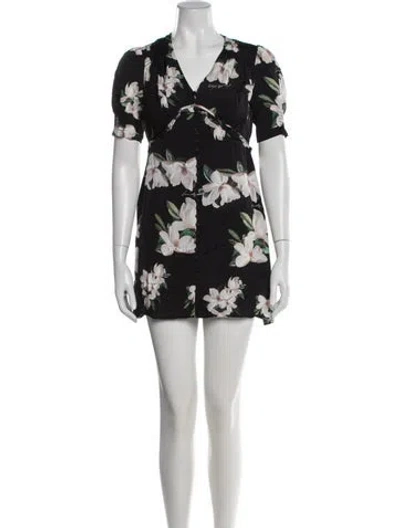 Pre-owned Allsaints Floral Print Mini Dress In Black