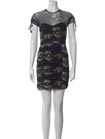Pre-owned Allsaints Floral Print Mini Dress In Black