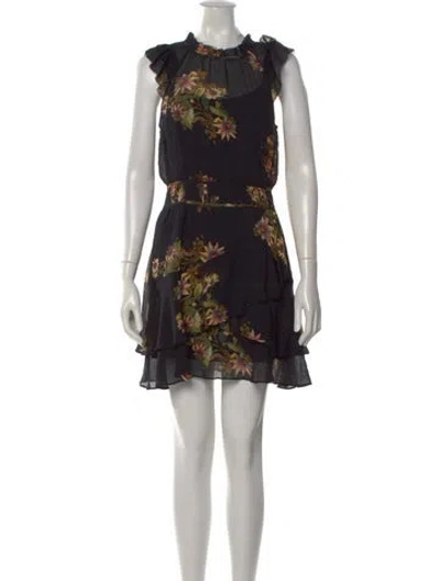Pre-owned Allsaints Floral Print Mini Dress In Black