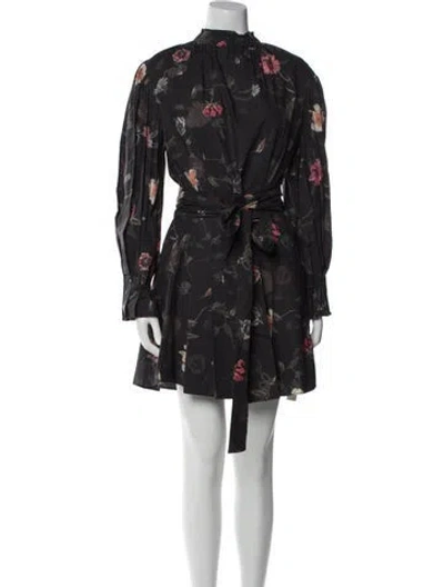 Pre-owned Allsaints Floral Print Mini Dress In Black