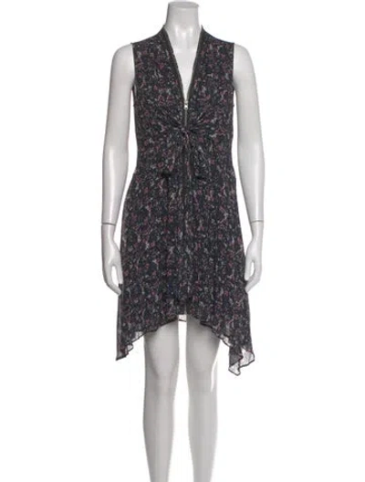 Pre-owned Allsaints Floral Print Mini Dress In Black