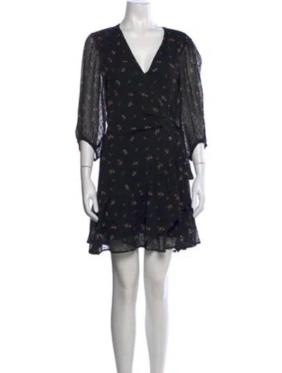 Pre-owned Allsaints Floral Print Mini Dress In Black