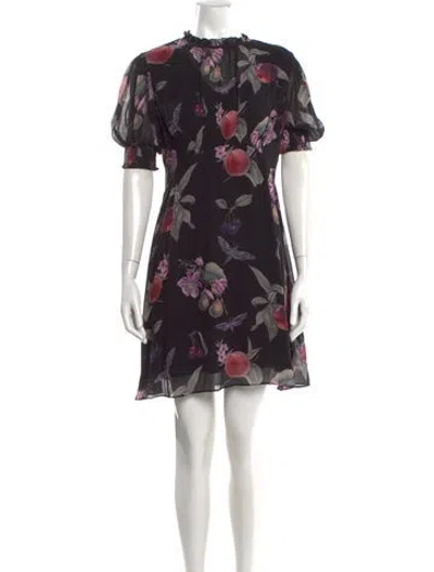 Pre-owned Allsaints Floral Print Mini Dress In Black