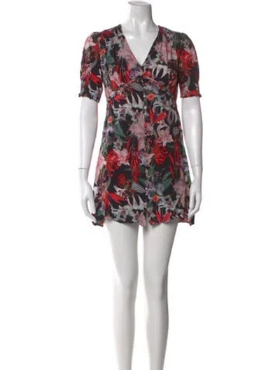 Pre-owned Allsaints Floral Print Mini Dress In Black