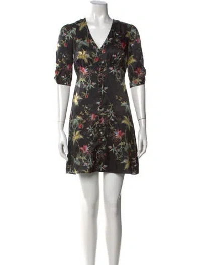 Pre-owned Allsaints Floral Print Mini Dress In Black