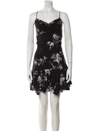 Pre-owned Allsaints Floral Print Mini Dress In Black