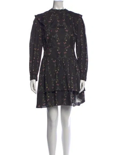 Pre-owned Allsaints Floral Print Mini Dress In Black