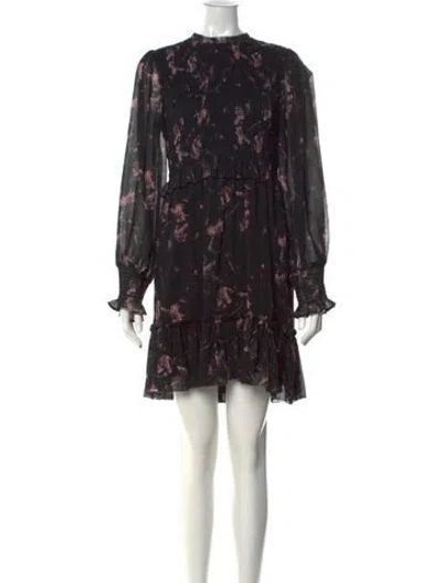Pre-owned Allsaints Floral Print Mini Dress In Black