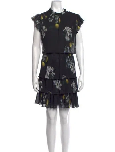 Pre-owned Allsaints Floral Print Mini Dress In Black