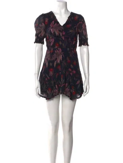 Pre-owned Allsaints Floral Print Mini Dress In Black