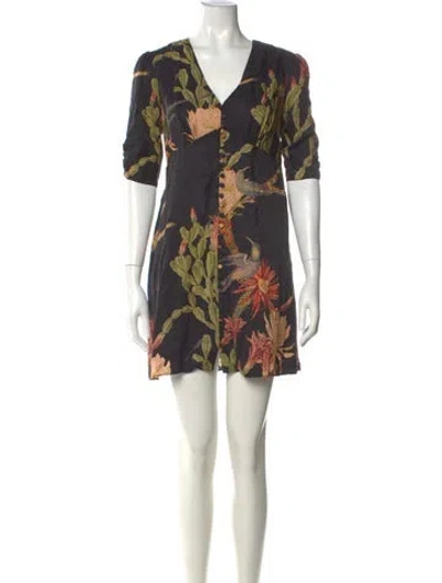 Pre-owned Allsaints Floral Print Mini Dress In Black