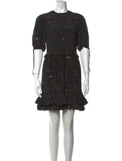 Pre-owned Allsaints Floral Print Mini Dress In Black