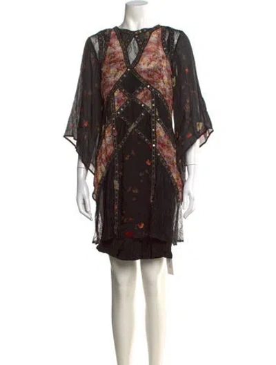 Pre-owned Allsaints Floral Print Mini Dress In Black