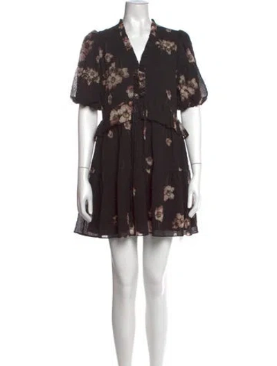 Pre-owned Allsaints Floral Print Mini Dress In Black