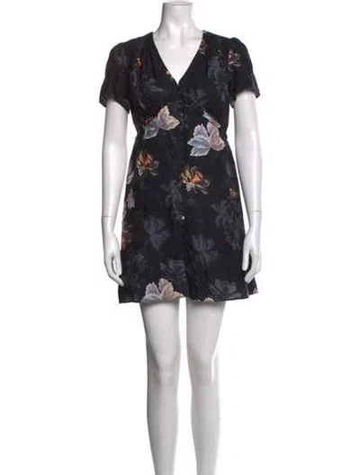 Pre-owned Allsaints Floral Print Mini Dress In Black