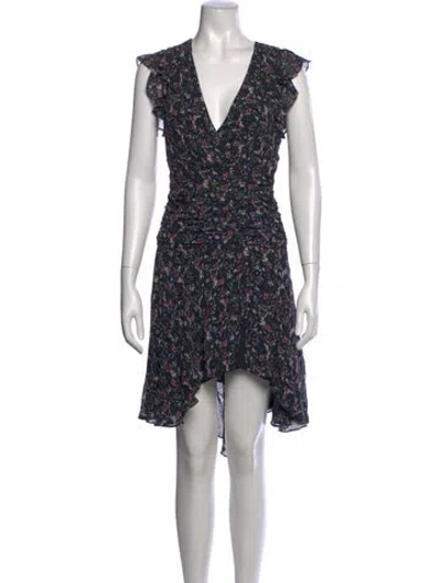 Pre-owned Allsaints Floral Print Mini Dress In Black