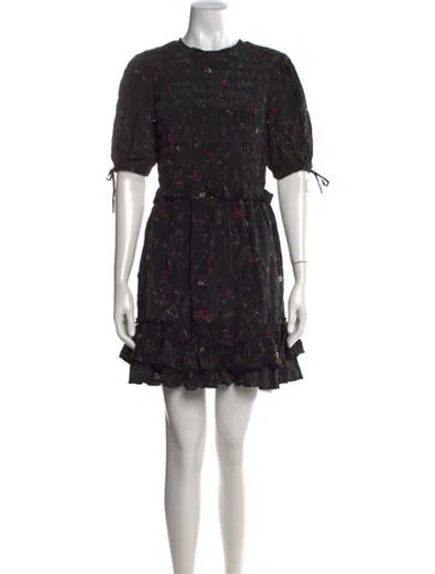 Pre-owned Allsaints Floral Print Mini Dress In Black