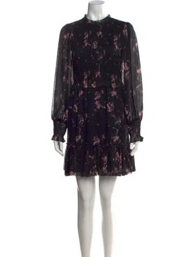 Pre-owned Allsaints Floral Print Mini Dress In Black
