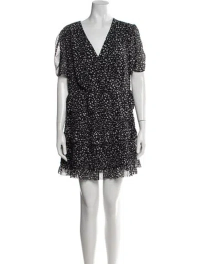 Pre-owned Allsaints Floral Print Mini Dress In Black