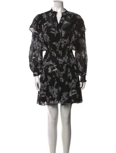 Pre-owned Allsaints Floral Print Mini Dress In Black