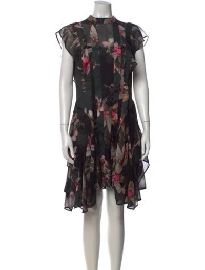 Pre-owned Allsaints Floral Print Mini Dress In Black