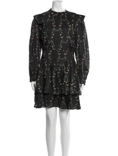 Pre-owned Allsaints Floral Print Mini Dress In Blue