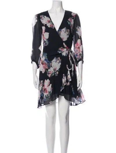 Pre-owned Allsaints Floral Print Mini Dress In Blue