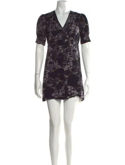 Pre-owned Allsaints Floral Print Mini Dress In Blue