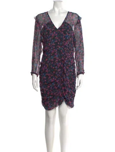 Pre-owned Allsaints Floral Print Mini Dress In Blue