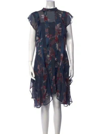 Pre-owned Allsaints Floral Print Mini Dress In Blue